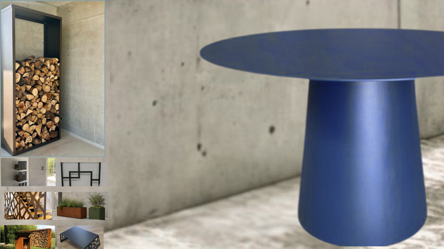Mobilier et aménagements en métal TerraSteel fabriqués en Ardèche, standard, de série ou sur mesure : réalisations en acier pour particuliers et professionnels.